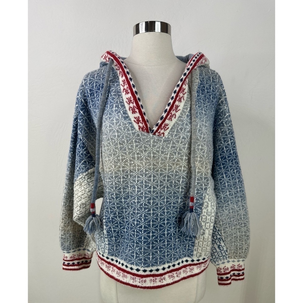 Pilcro Blue and Red V-Neck Sweater